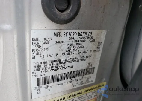 2010 Ford Expedition El Limited z USA, uszkodzony, nr VIN 1FMJK2A51AEA17765